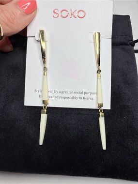 SOKO Imara Gold Plated and Bone 3” Spike Drop Earrings